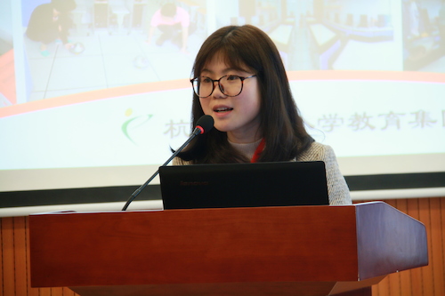 黄晓芳做《基于创新实验室的机器人项目学习与案例分享》主题发言